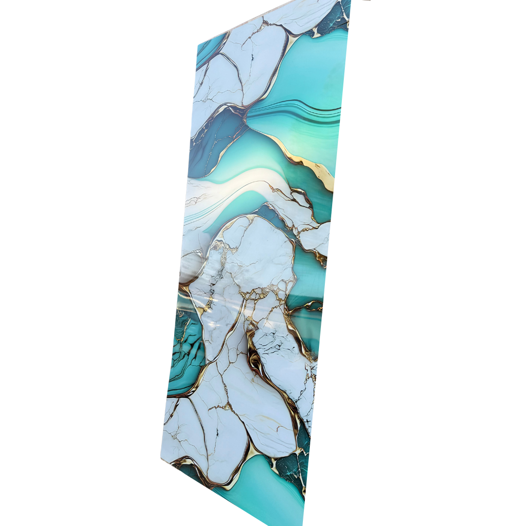 Hochwertige PVC-Platte - Aqua Gold Marmor