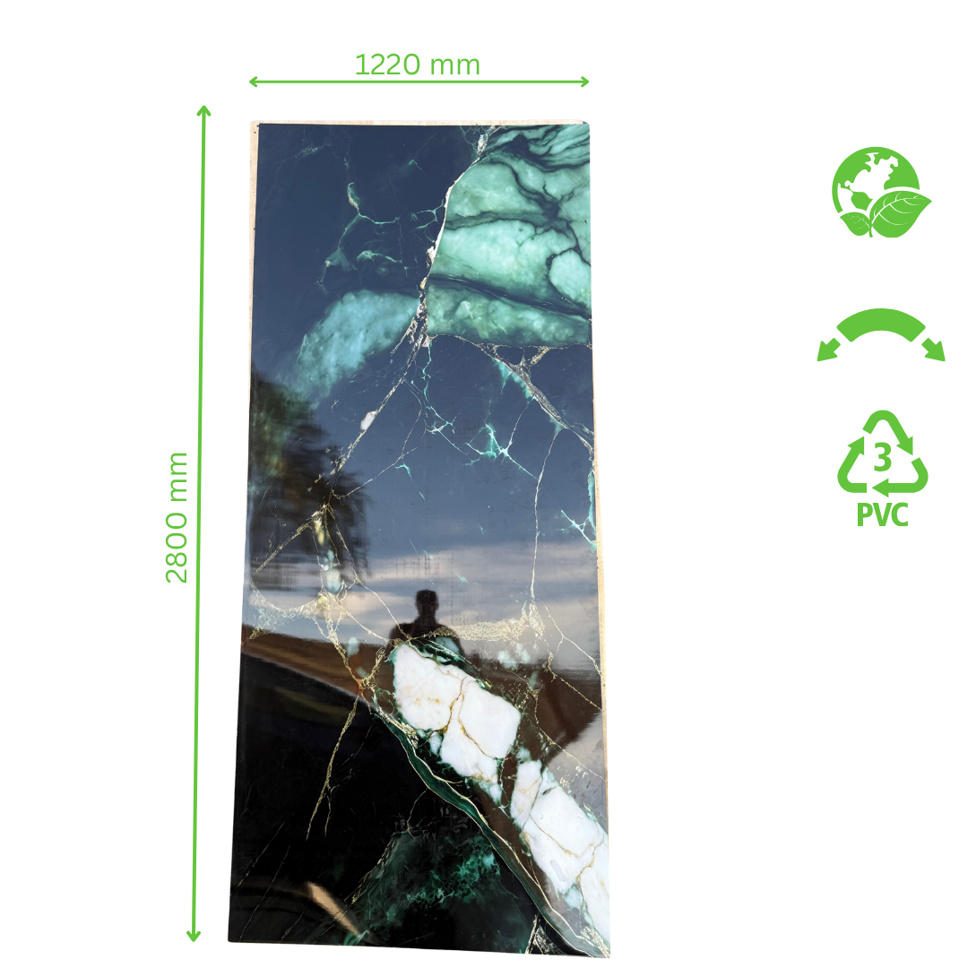 Hochwertige PVC-Platte - Smaragd Gold Marmor