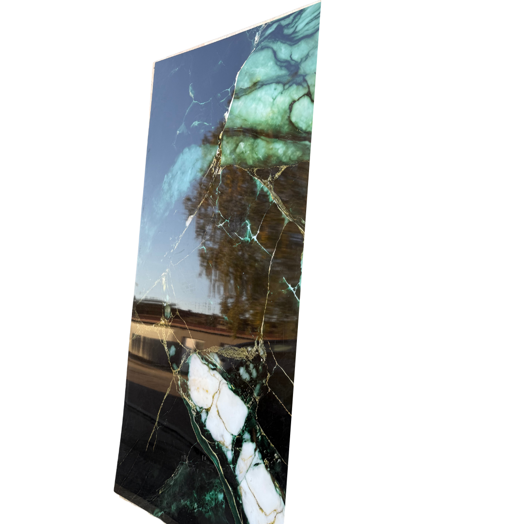 Hochwertige PVC-Platte - Smaragd Gold Marmor