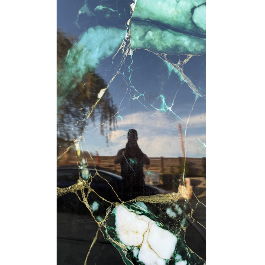 Hochwertige PVC-Platte - Smaragd Gold Marmor