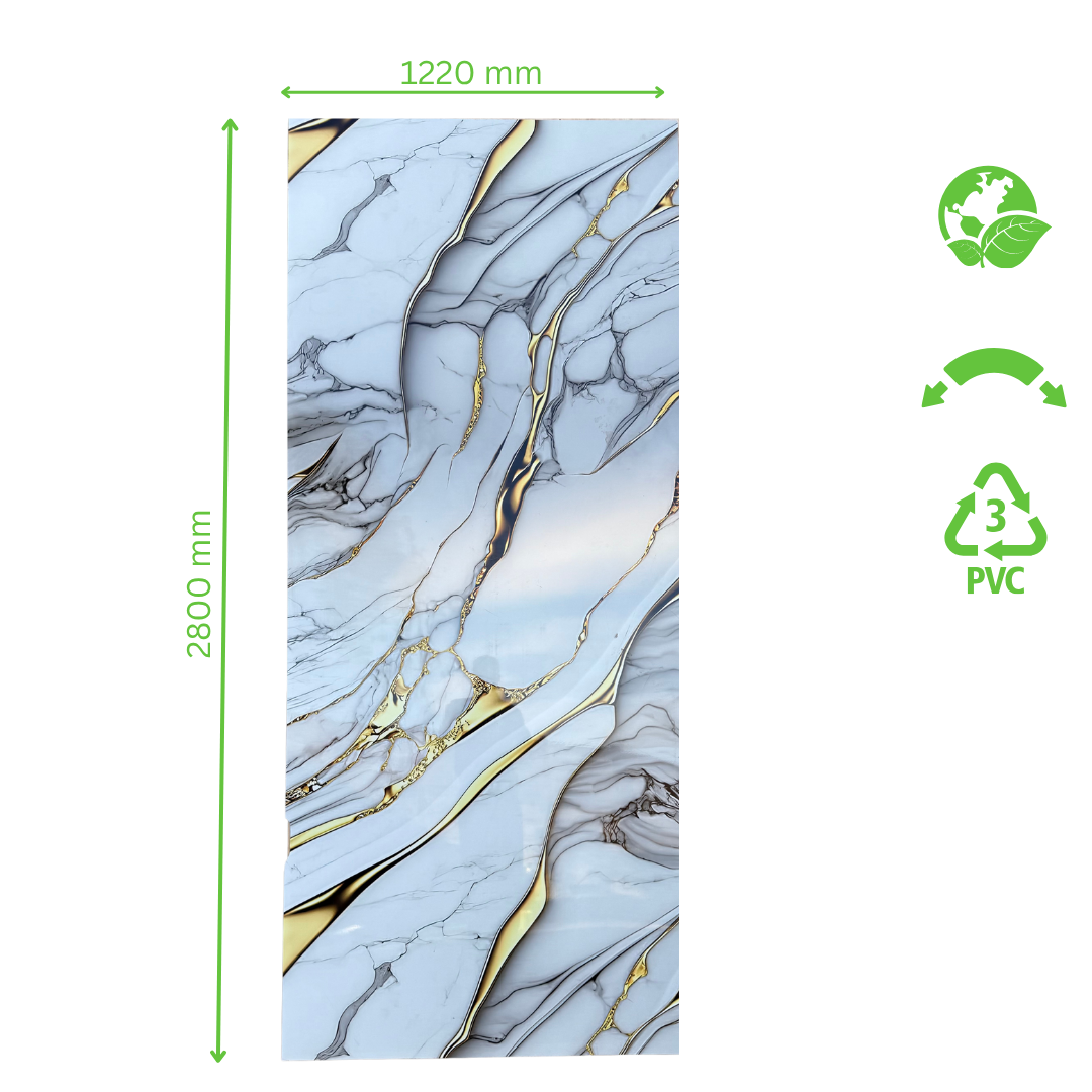 Hochwertige PVC-Platte - Calacatta Gold/Grau Marmor