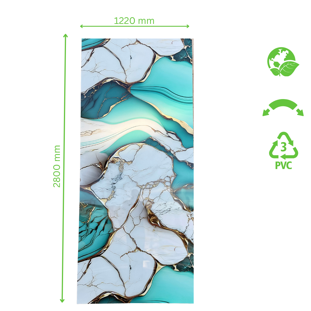 Hochwertige PVC-Platte - Aqua Gold Marmor
