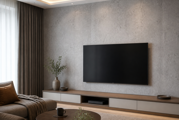 PVC Paneel Beton Grau Vintage Struktur im Raum