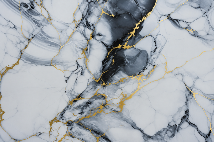 PVC Paneel Marmor Blau-Gold Hochglanz Detailaufnahme