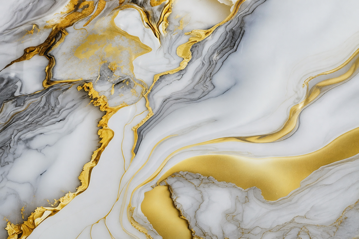 PVC Paneel Marmor Weiß-Gold-Grau Hochglanz Detailaufnahme