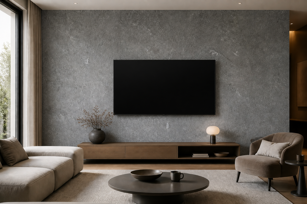 PVC Paneel Beton Grau Struktur im Raum