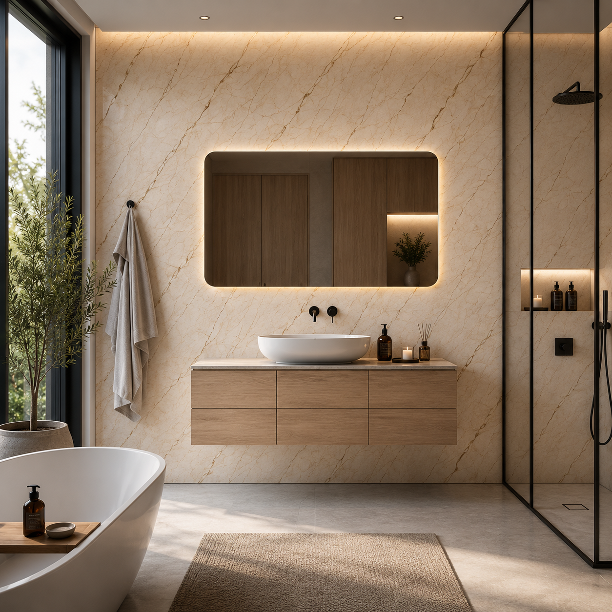 PVC Paneel Marmor Beige Hochglanz
