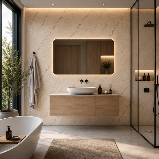 PVC Paneel Marmor Beige Hochglanz
