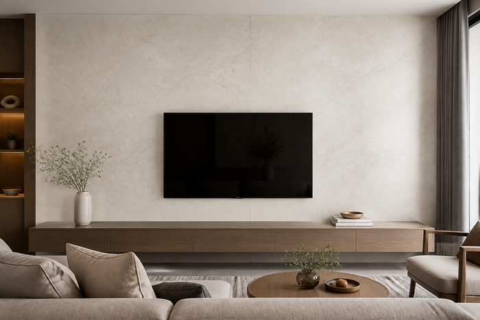 PVC Paneel Marmor Creme Matt im Raum