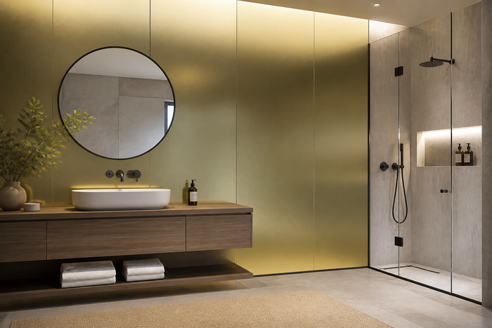 PVC Paneel Metall Gold Hochglanz im Raum