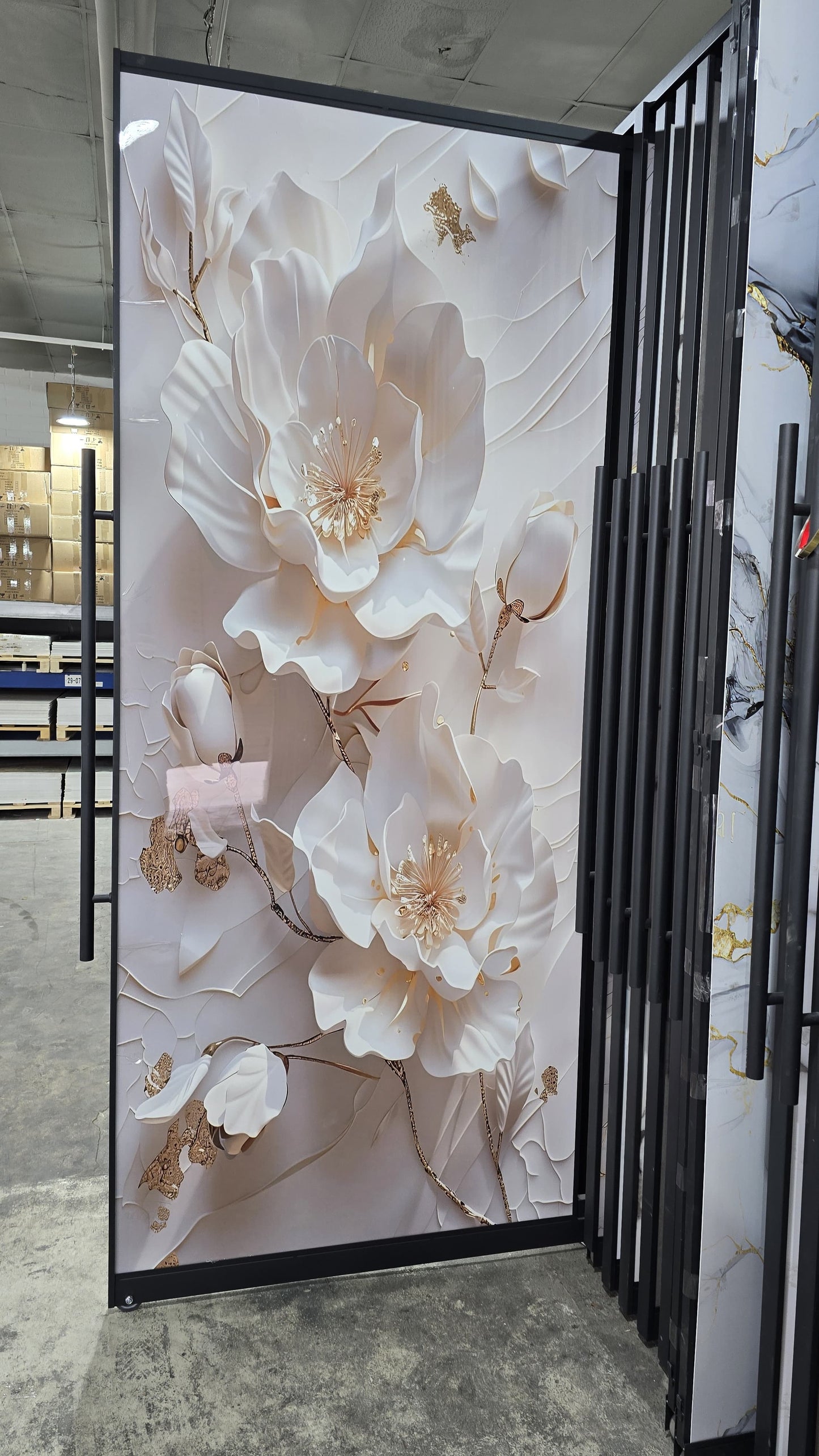 PVC Paneel Magnolie Weiß-Gold Hochglanz