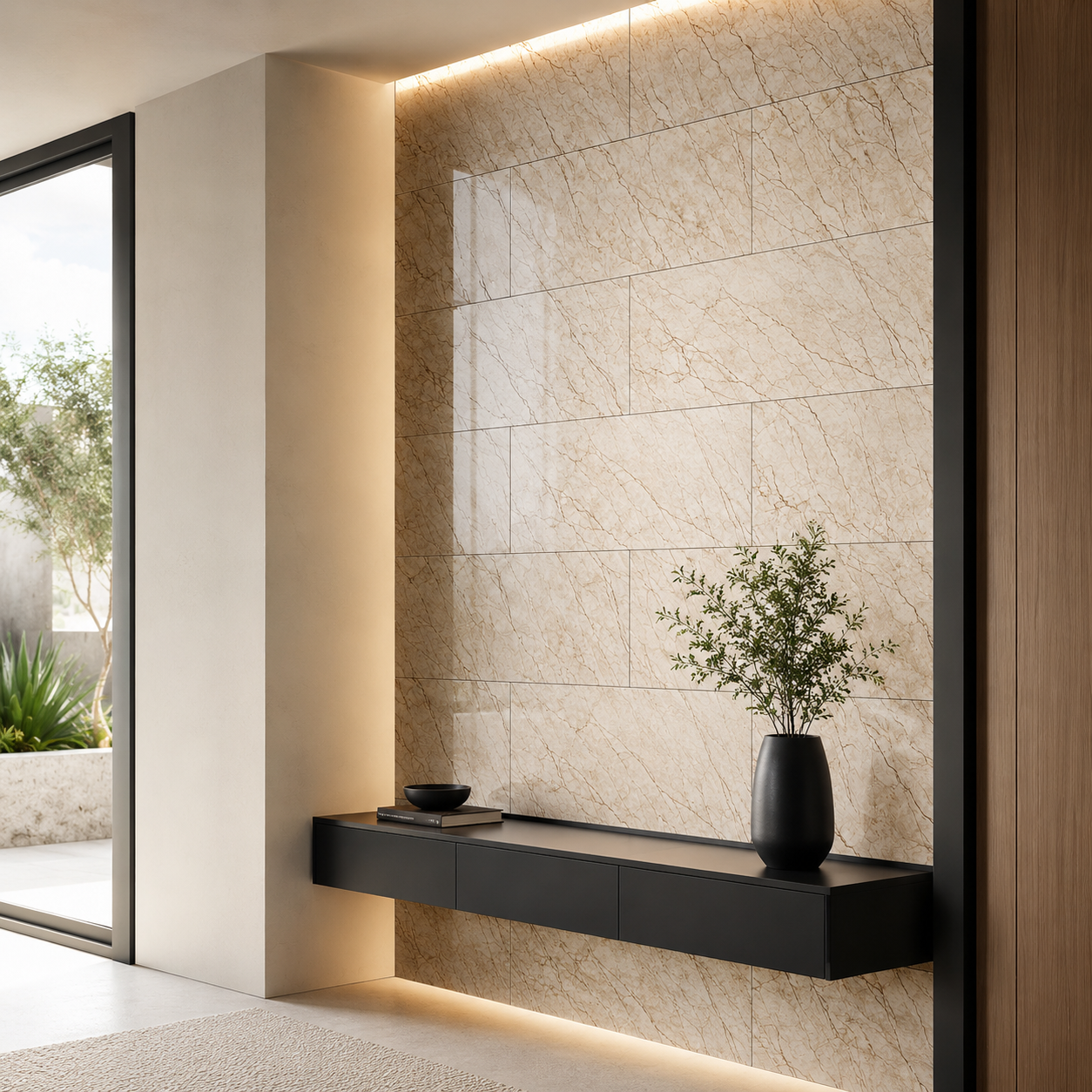 Selbstklebende Marmor-Fliese Beige