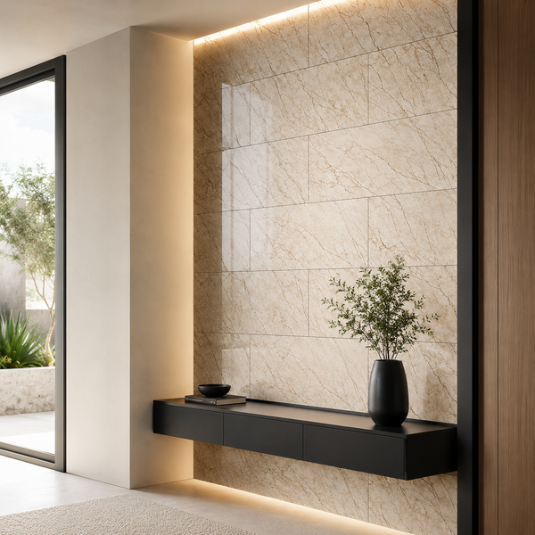 Selbstklebende Marmor-Fliese Beige