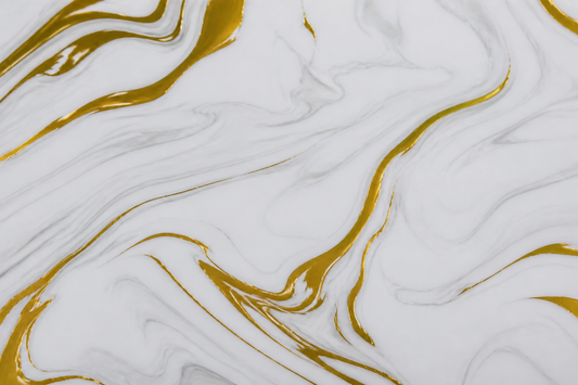 Selbstklebende Marmor-Fliese Weiß-Gold (Wirbel) Detailaufnahme