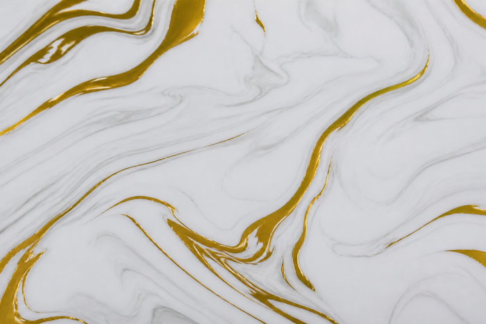 Selbstklebende Marmor-Fliese Weiß-Gold (Wirbel) Detailaufnahme