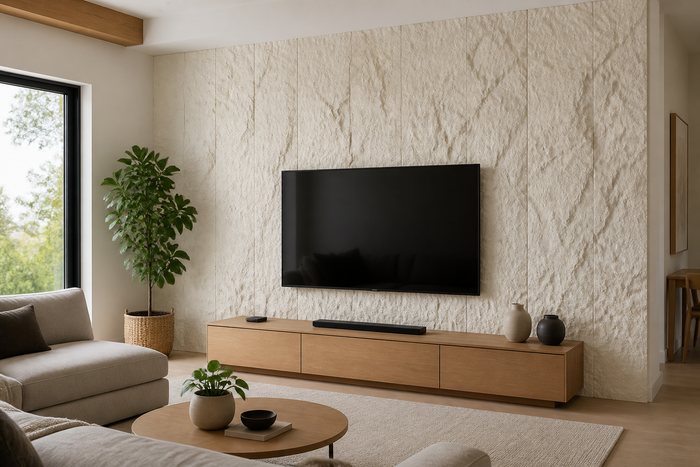 Steinpaneel Naturstein Beige im Raum
