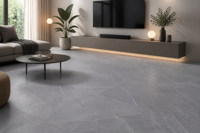 Vinylboden Marmor Grau im Raum